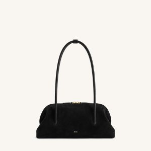 Aveline Faux Suede Shoulder Bag - Black