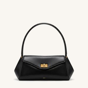 Lucia Turn-Lock Flap Shoulder Bag - Black - view 1