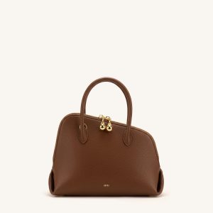 Nerina Pebbled Dome Top Handle Bag - Brown - view 1