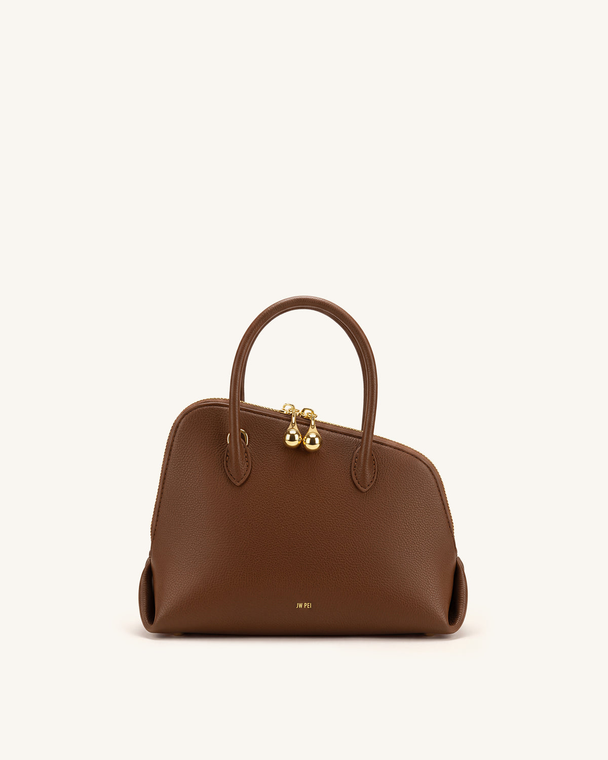Nerina Pebbled Dome Top Handle Bag - Brown - view 1