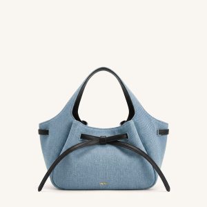 Mabel Soft Bow Tote Bag - Light Blue Denim