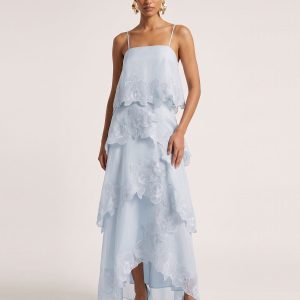 Orchid Embroidered Layered Maxi Dress - Light Blue - view 1