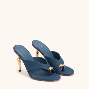 Noemi Cutout Square-Toe Metal Accent Sandals - Denim Blue