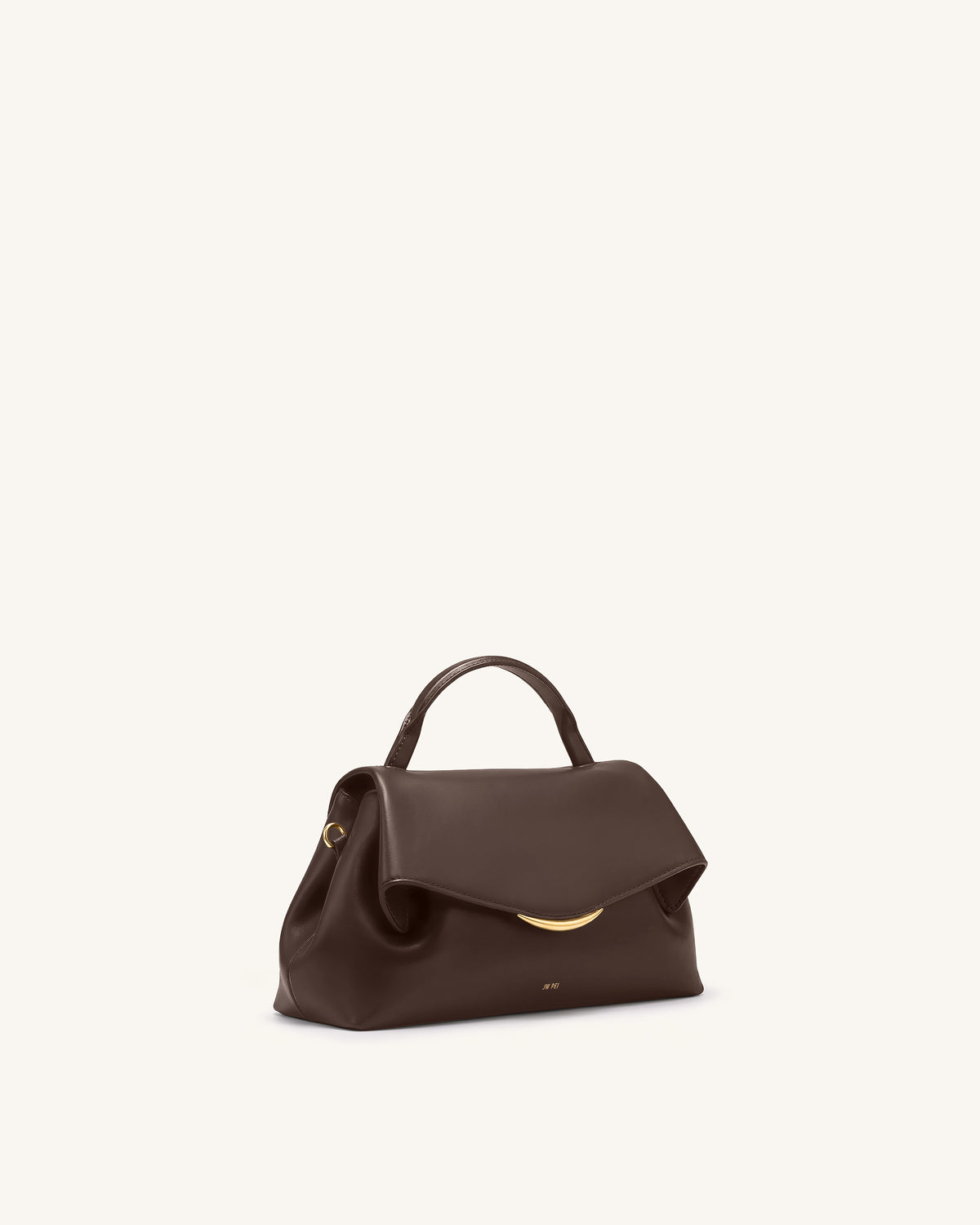 Nerissa Curved Flap Top Handle Bag - Dark Brown - view 2