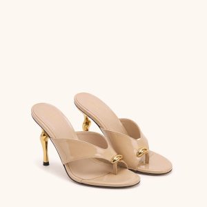 Noemi Cutout Square-Toe Metal Accent Sandals - Nude