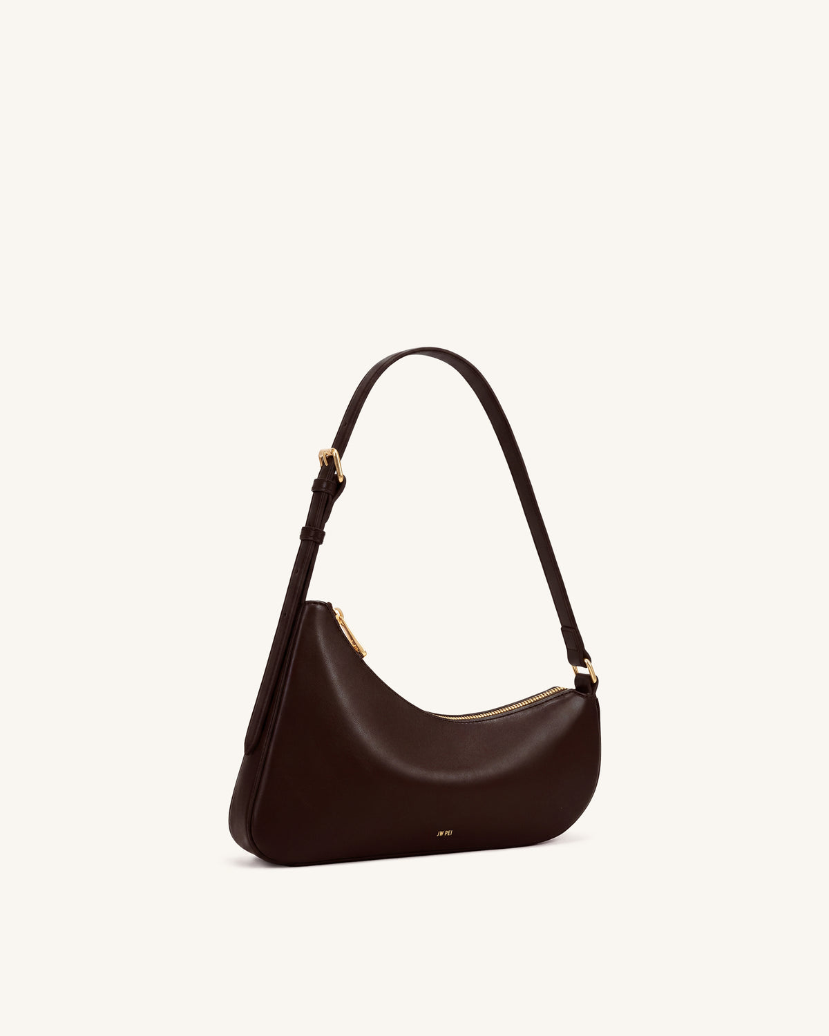 Harlee Curved Zip Shoulder Bag - Dark Brown - view 2
