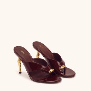 Noemi Cutout Square-Toe Metal Accent Sandals - Burgundy