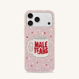 Male Tears Mug Rhinestone Phone Case - Pink - view 1