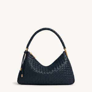 Lorena Woven Shoulder Bag - Navy Blue