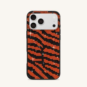 Tiger Stripe Artificial Crystal Phone Case - Black - view 1