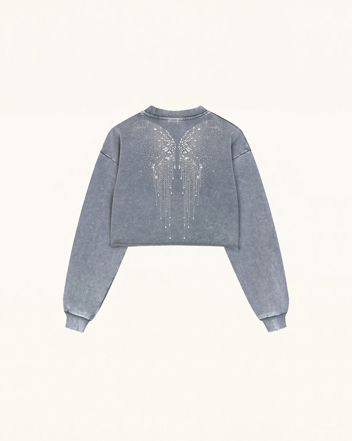 Angelic Dripping Crystal Wings Sweatshirt - Ash Cloud - view 3