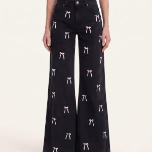 The Rebel Pink Ribbon Split Fray Jeans - Black - view 1