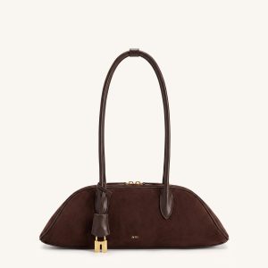Zora Faux Suede Shoulder Bag - Coffee Brown