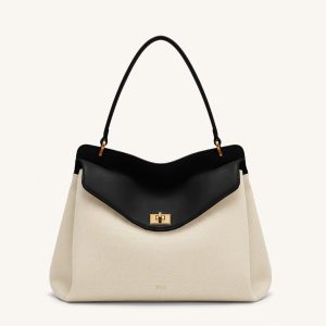 Lucia Turn-Lock Shoulder Bag - Black Canvas