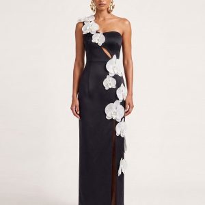 Orchid Embellished Cutout Slit Maxi Dress - Black - view 1