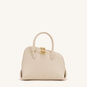 Nerina Pebbled Dome Top Handle Bag - Apricot