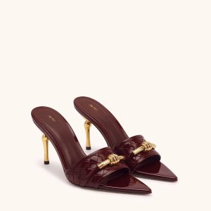 Lena Metal Rope Knot Woven Open Toe Sandals - Burgundy