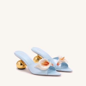 Bianca Calla Lily Sphere Heel Mules - Blue