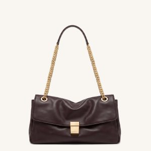 Hilary Chain Flap Shoulder Bag – Dark Brown