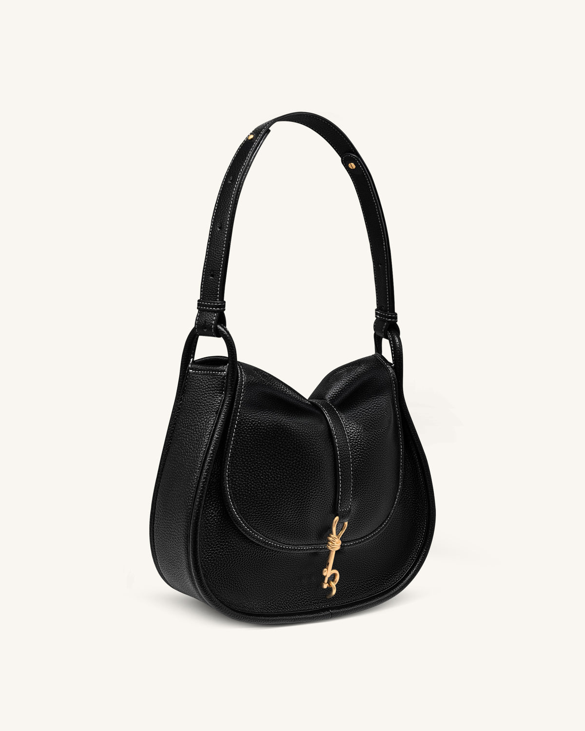 Arla Small Hobo Bag - Black Pebbled - view 3