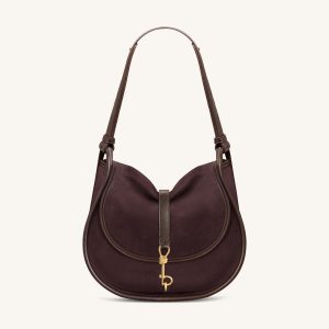 Arla Small Faux Suede Hobo Bag - Chocolate - view 1