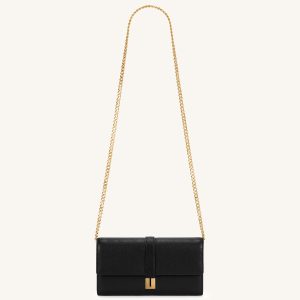 Hana Pebbled Chain Crossbody Wallet – Black - view 1