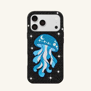 Jellyfish Artificial Crystal Phone Case – Black