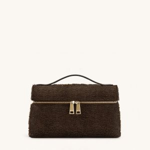 Thea Faux Fur Top Handle Bag - Mocha Brown