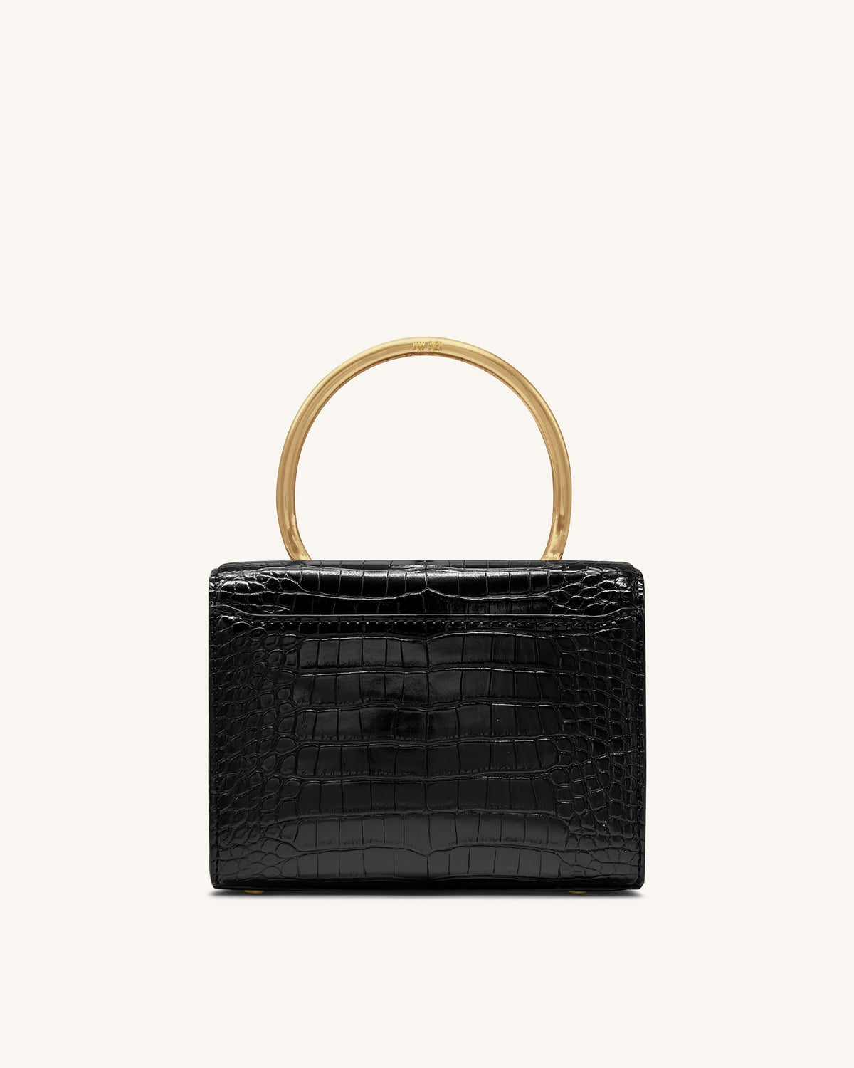 Astrid Calla Lily Metal Handle Top Handle Bag - Black Croc - view 3