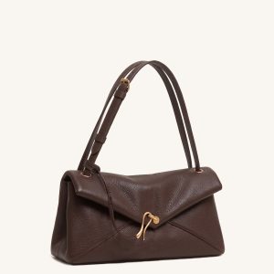 Celeste Pebbled Soft Envelope Shoulder Bag – Dark Brown