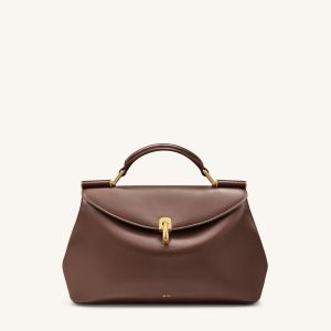 Audrey Flap Lock Top Handle Bag - Brown - view 1