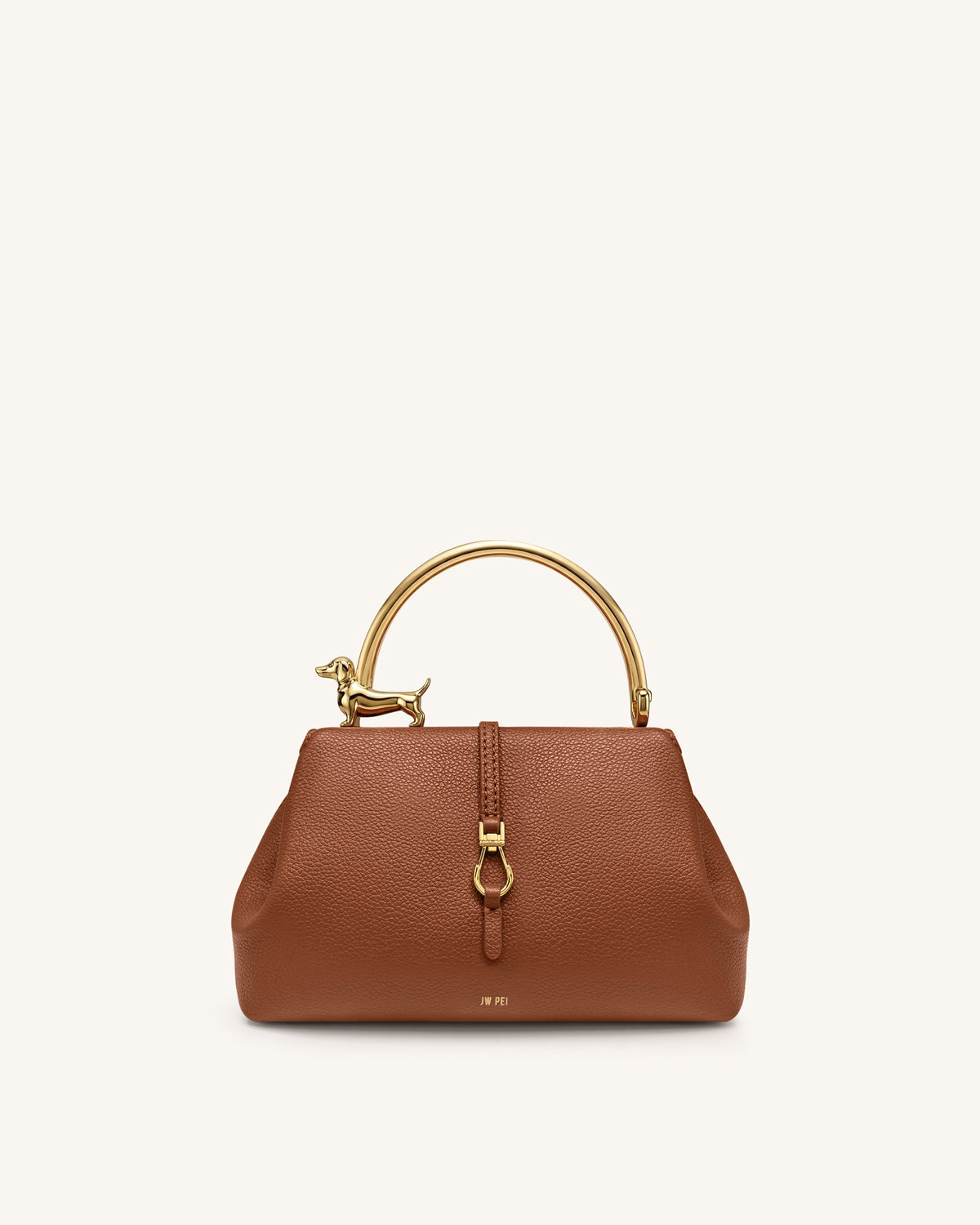 Bruna Dachshund Metal Handle Top Handle Bag - Brown - view 1