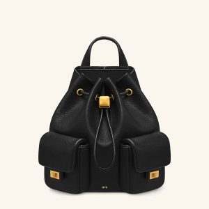 Avery Pebbled Drawstring Utility Backpack – Black - view 1