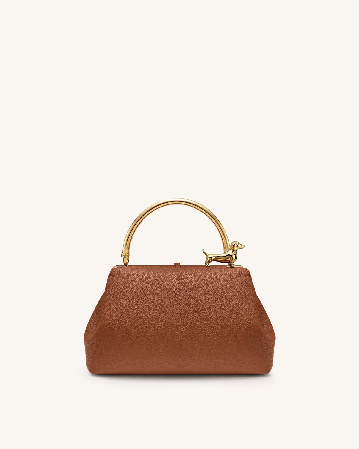 Bruna Dachshund Metal Handle Top Handle Bag - Brown - view 3