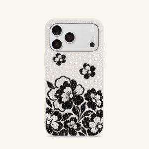Pearl Blossom Artificial Crystal Phone Case – White
