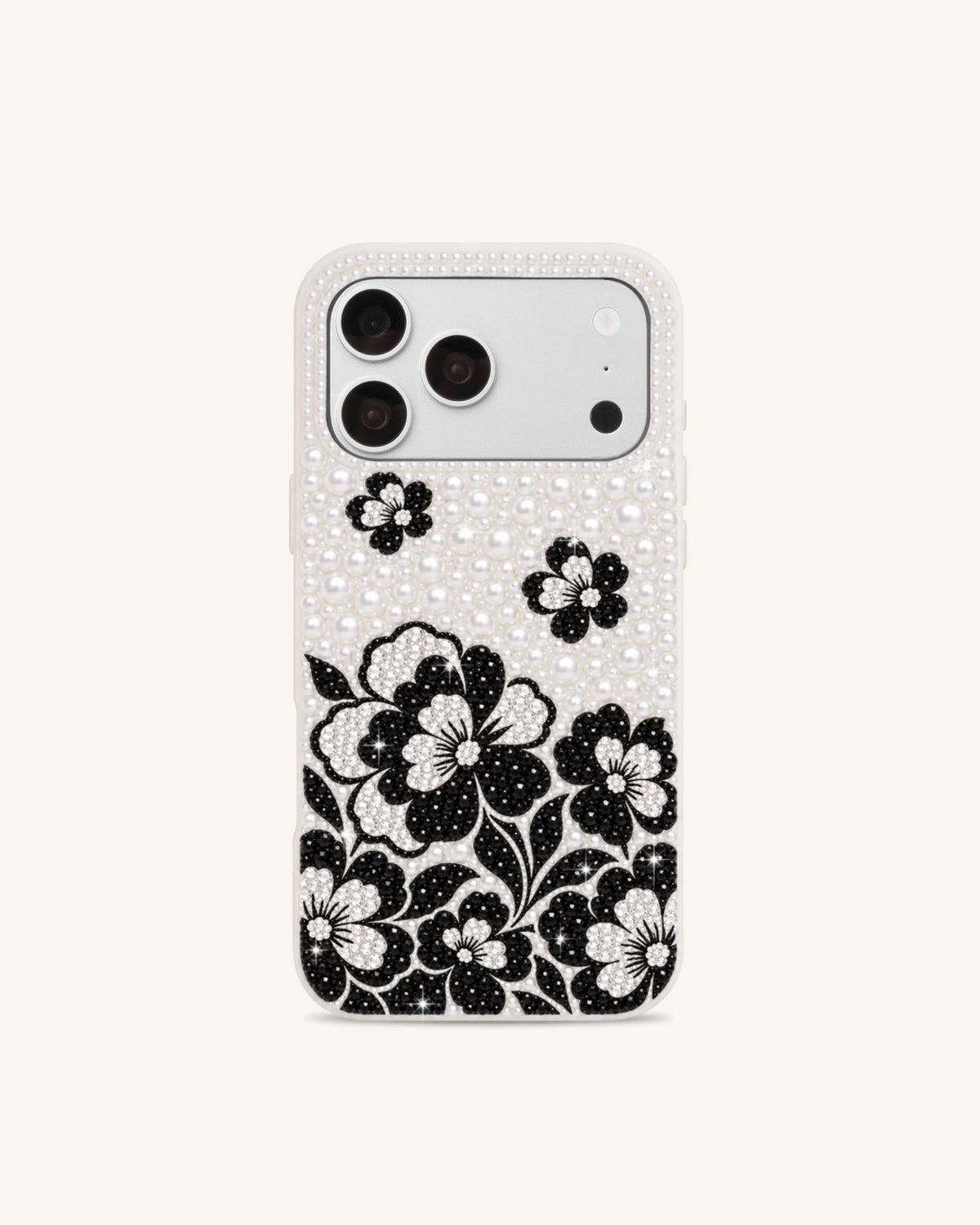 Pearl Blossom Artificial Crystal Phone Case – White