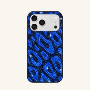 Blue Leopard Rhinestone Phone Case – Navy