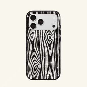 Zebra Rhinestone Phone Case – Black