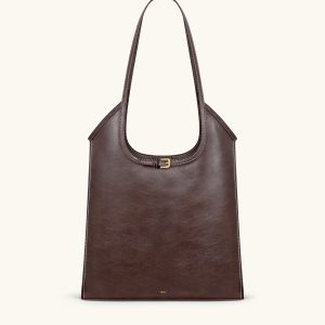 Brooke Belted Embellished Shoulder Tote Bag - Dark Brown - view 1
