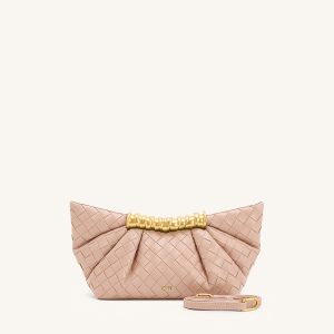 Leia Weave Texture Pleated Clutch - Pink