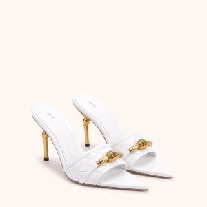 Lena Metal Rope Knot Woven Open Toe Sandals - White