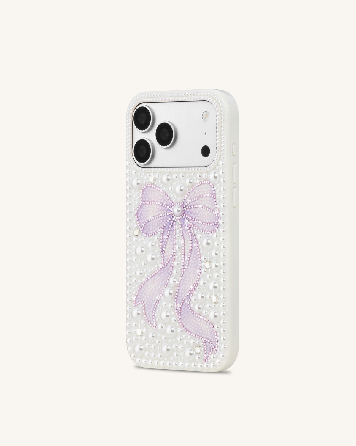 Pearl Artificial Crystal Bow Phone Case - White - view 2