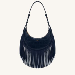Sharon Fringe Crossbody Bag - Navy Croc - view 1