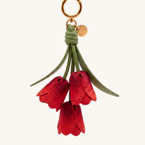 3D Embroidered Tulip Bag Charm - Gradient Red