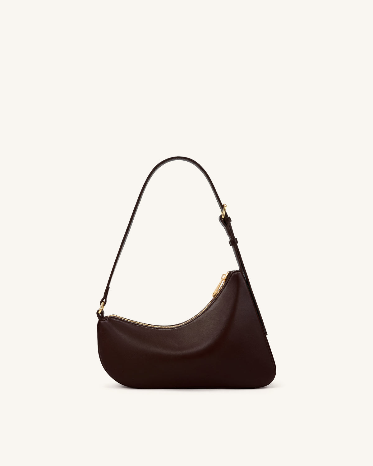 Harlee Curved Zip Shoulder Bag - Dark Brown - view 3