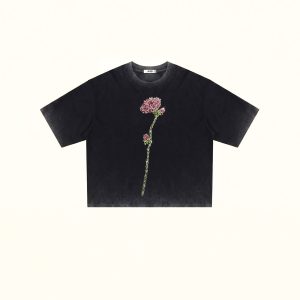 The Enchanted Rhinestone Rose Tee - Faded Black - view 1