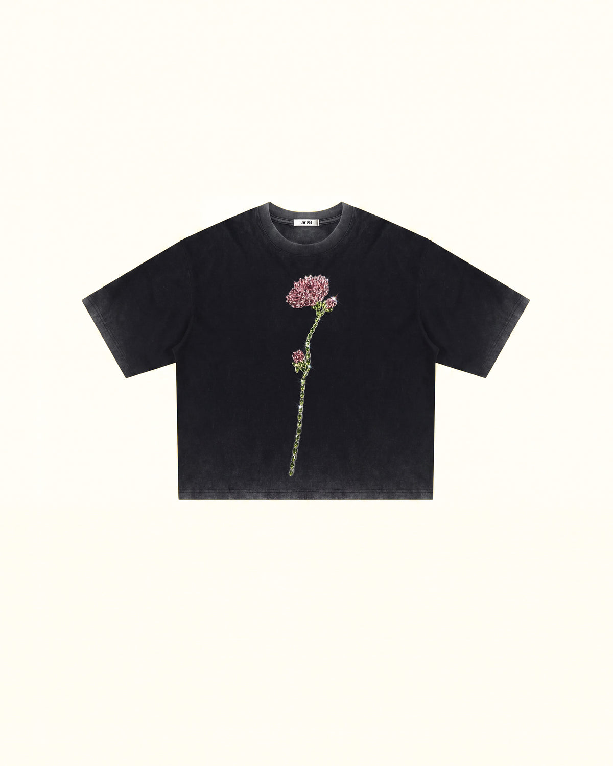 The Enchanted Rhinestone Rose Tee - Faded Black - view 1