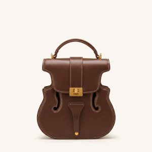 Violin Shape Top Handle Bag - Dark Brown - view 1