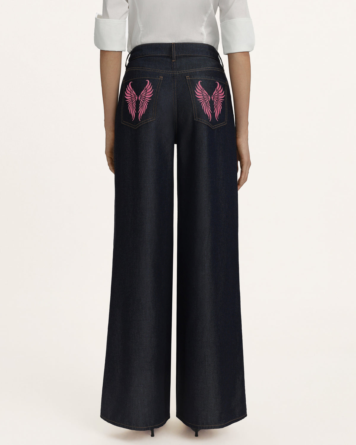 Seraphic Pink Crystal Back Wing Jeans - Deep Thoughts Only - view 1