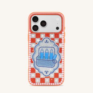Mediterranean Sardines Artificial Crystal Phone Case - Orange - view 1